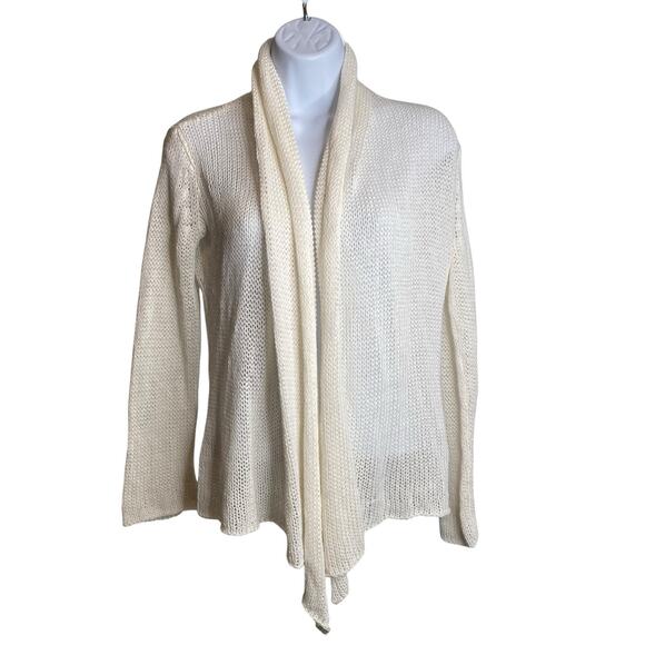 Wooden Ships Women's Ivory Open Front Shawl Cardigan Sweater Size XS Oversized - Picture 1 of 10
